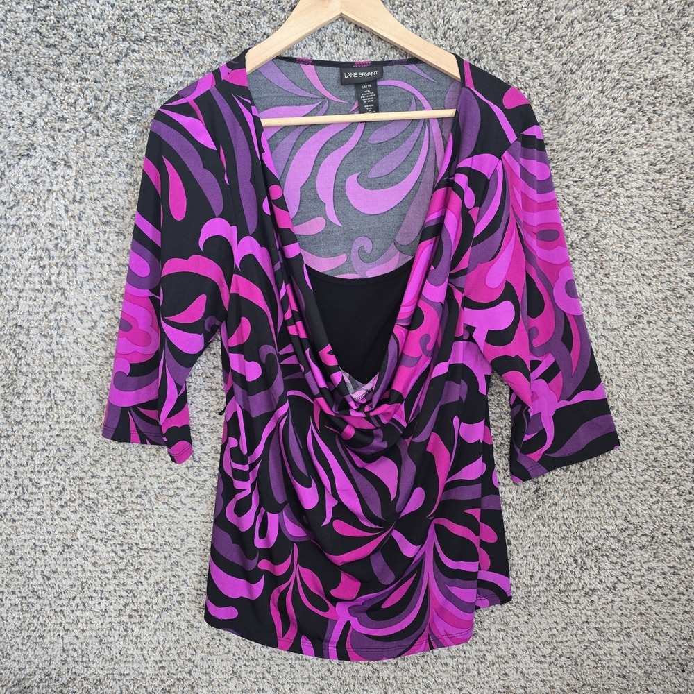 Lane Bryant Top Womens Plus 14/16 US 1X Purple Cowl Neck Blouse Casual Ladies